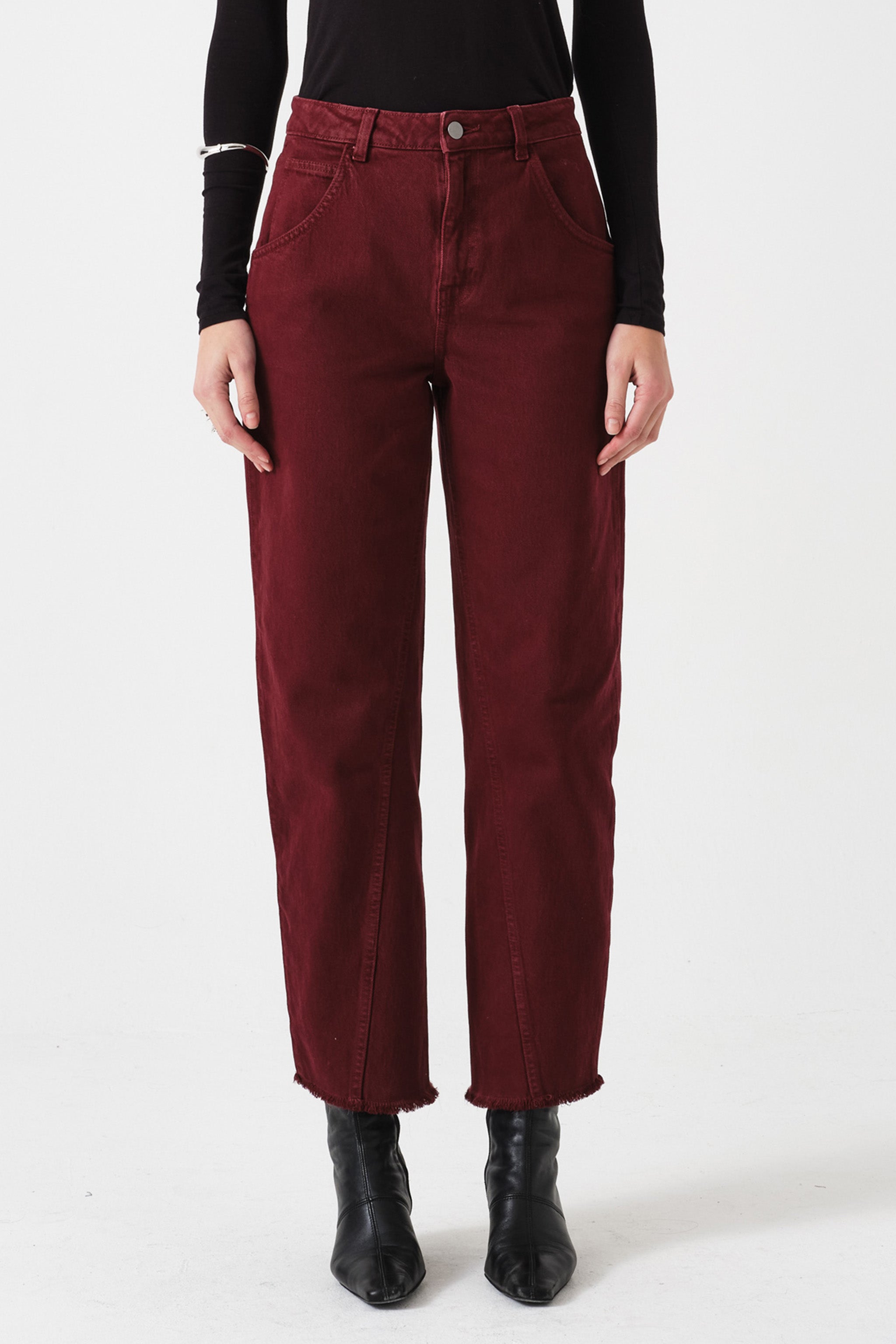 Bo Barrel Leg Twisted Jean in Mulberry