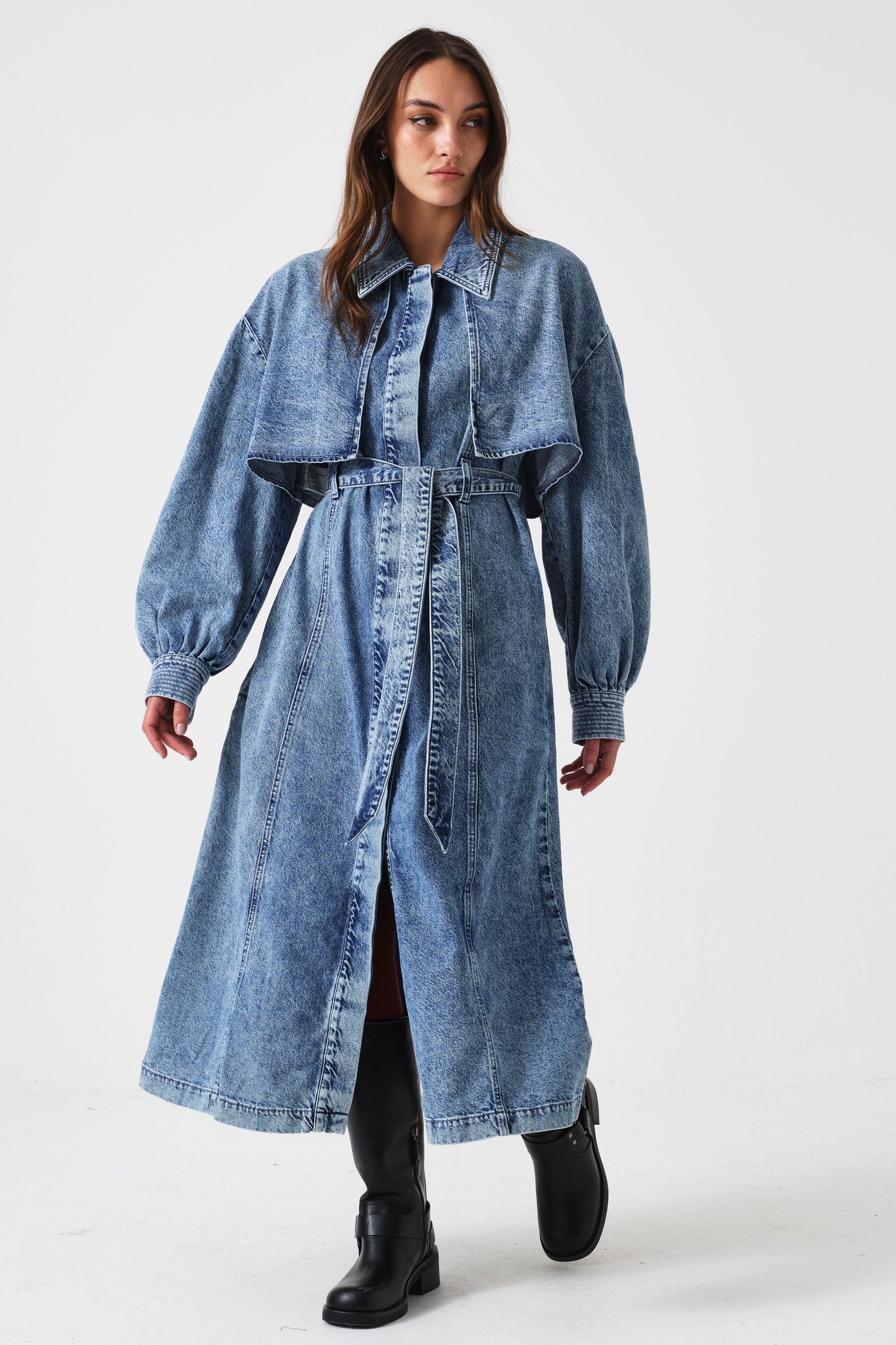 Bonnie Denim Trench in Newport
