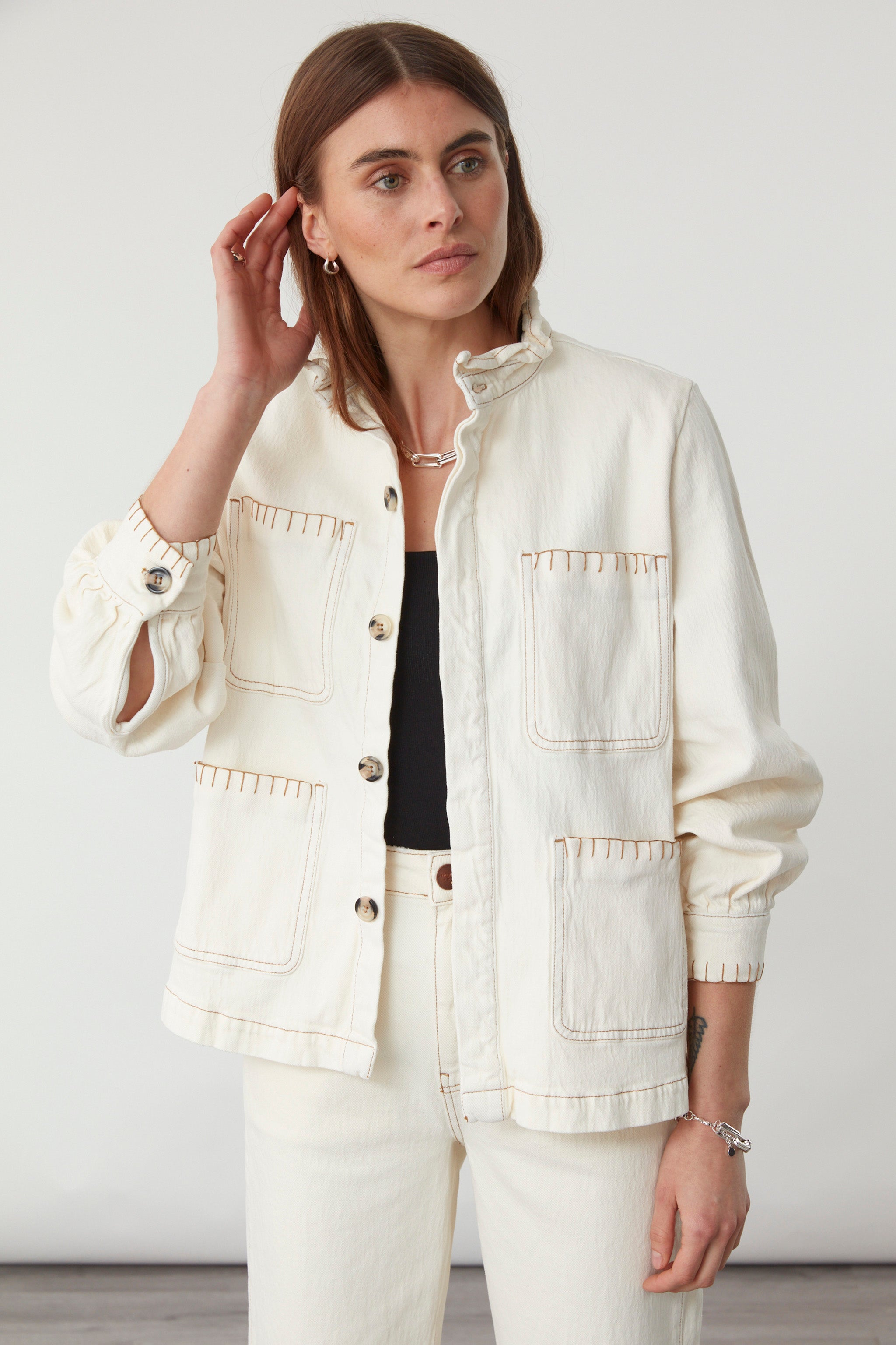 Pablo Denim Jacket in Ecru