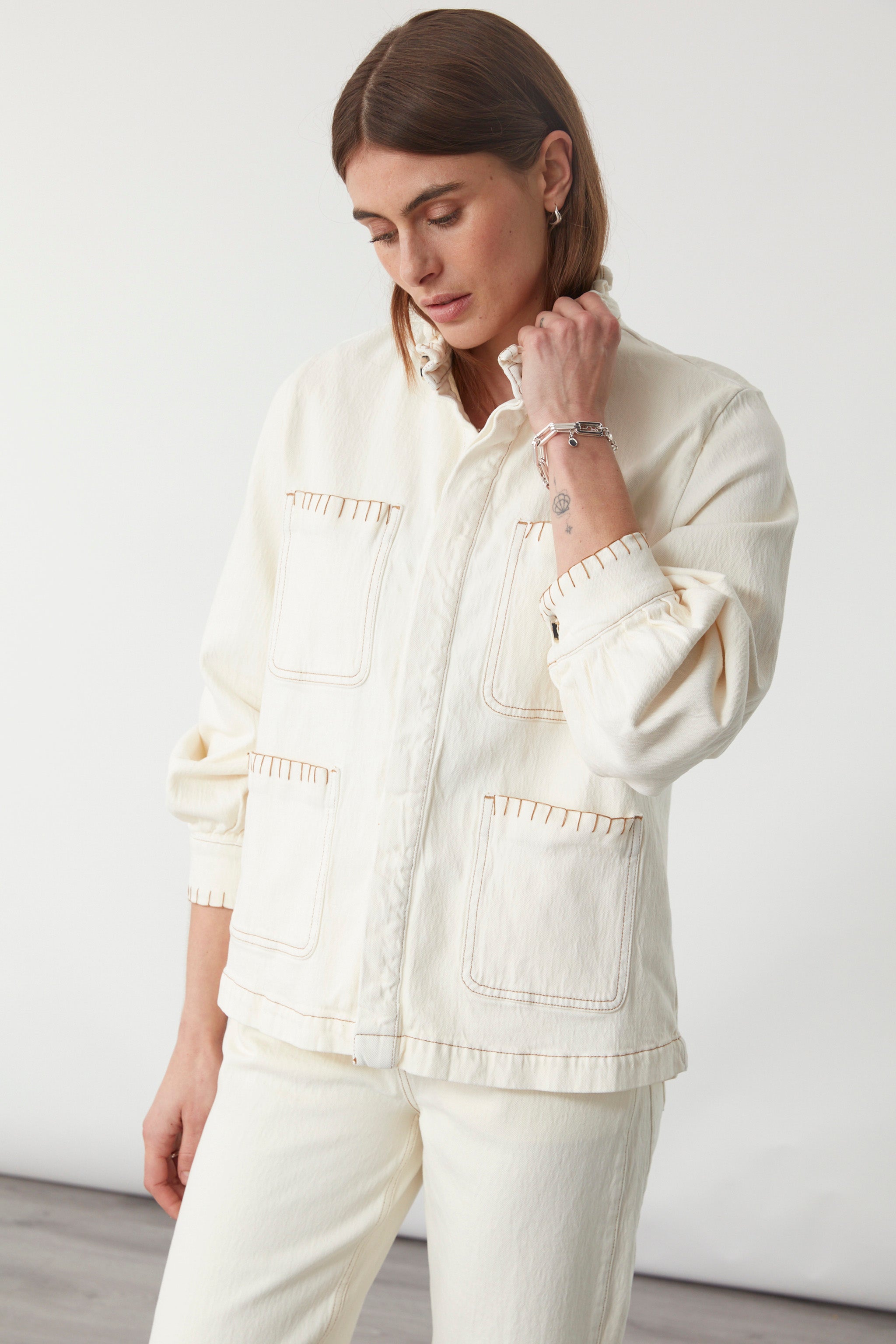 Pablo Denim Jacket in Ecru