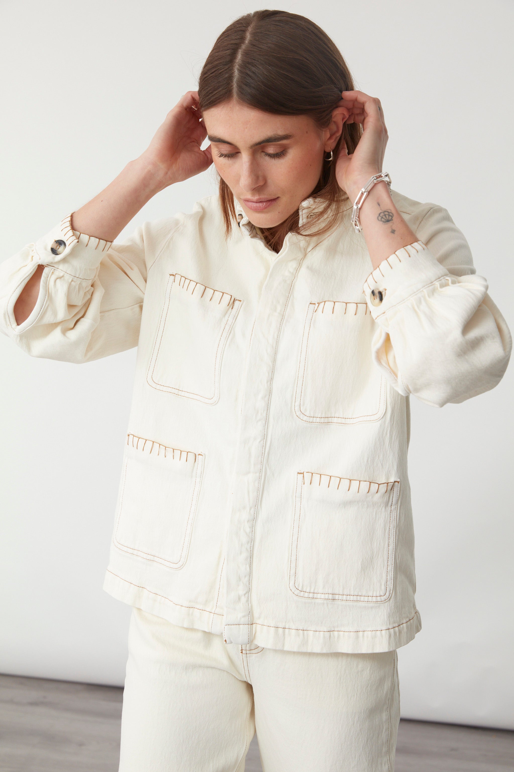 Pablo Denim Jacket in Ecru