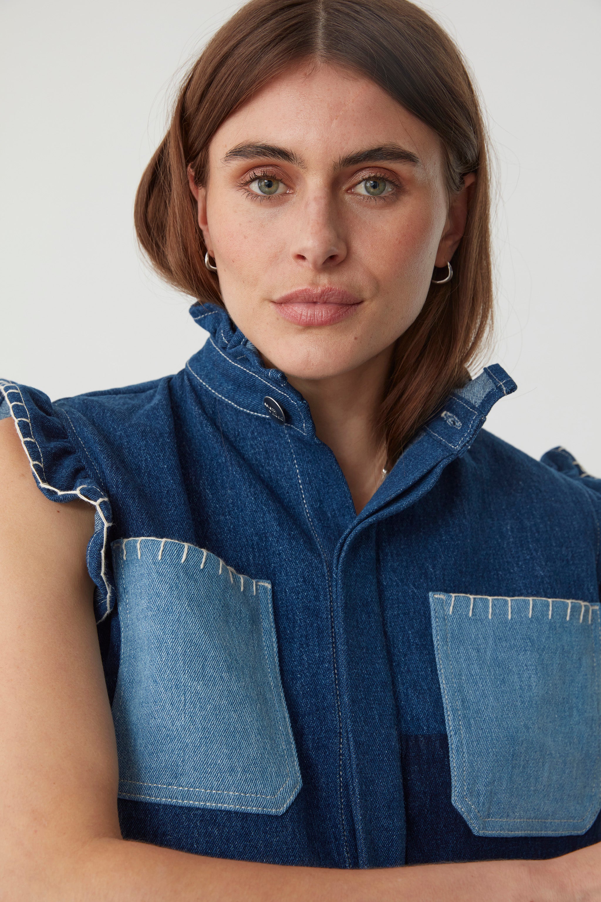 Pablo Vest in Patched Denim