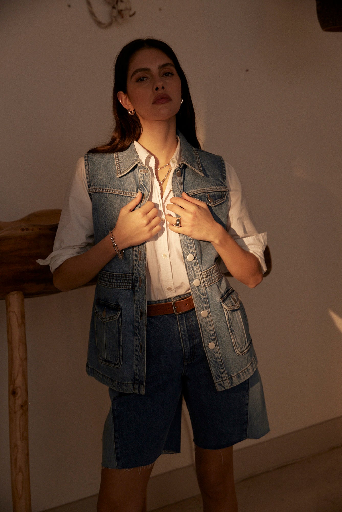 Zoe Short in Two Tone Denim