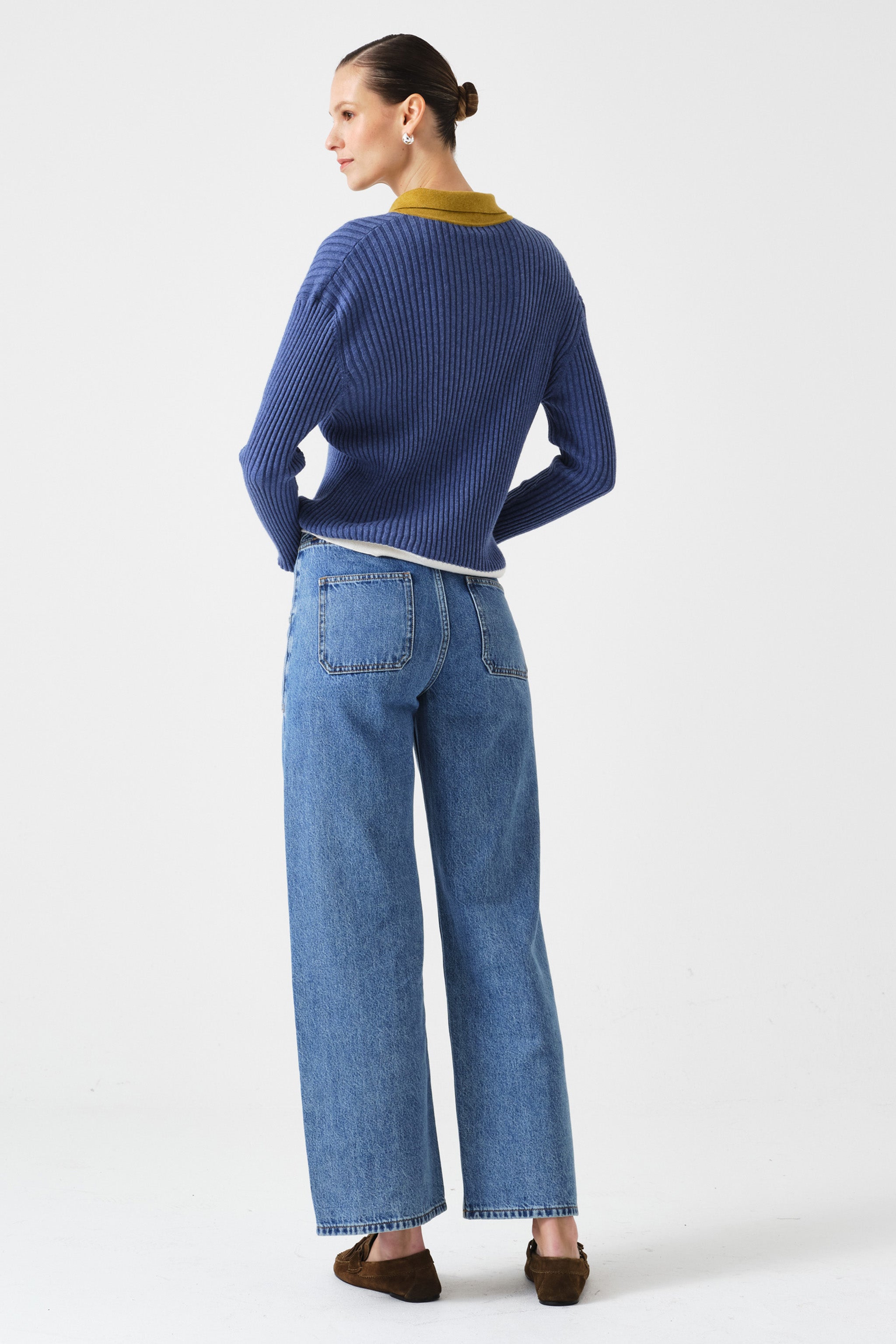 Eden Cropped Wide Leg Jean in Newport