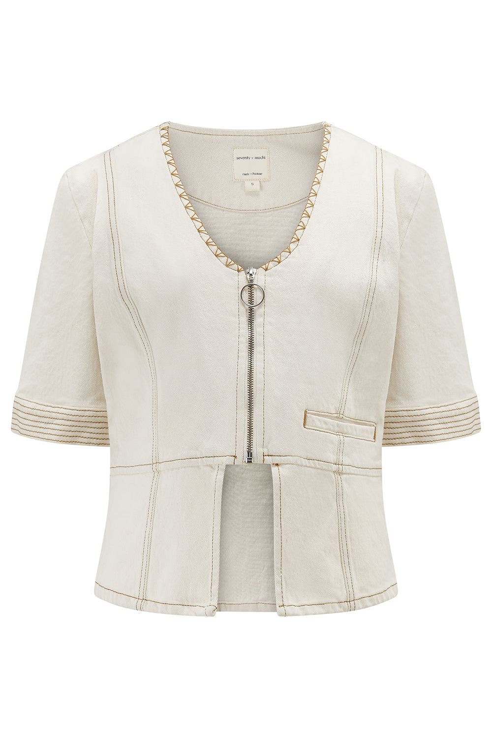 Lea Denim Top in Ecru