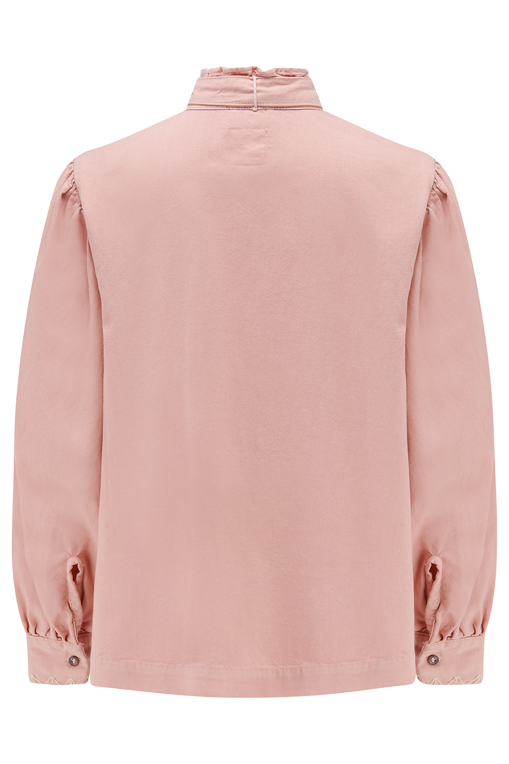 Poet Pussybow Denim Blouse in Peony Pink