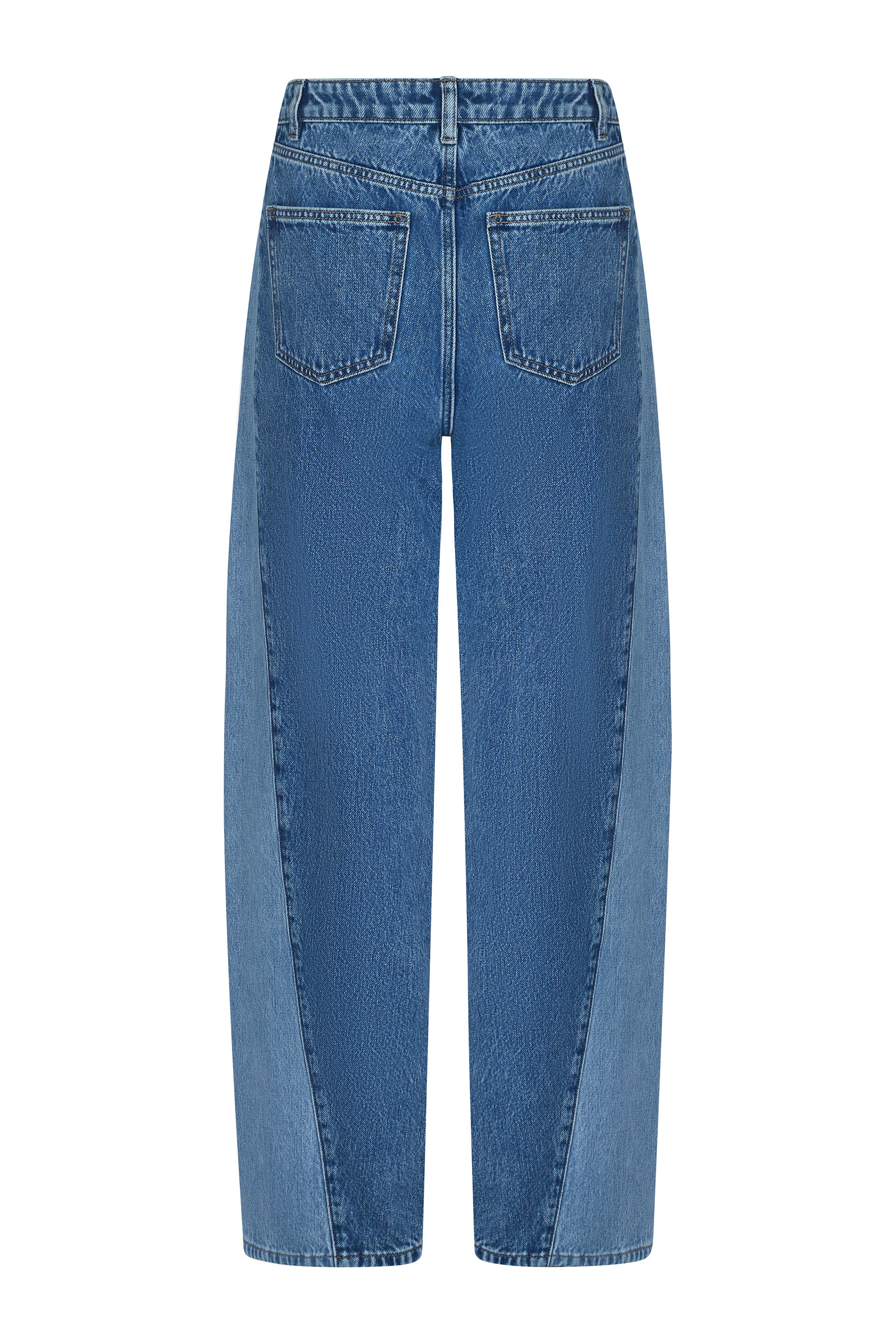 Nina Barrel Leg Jean in Two Tone back - seventy + mochi